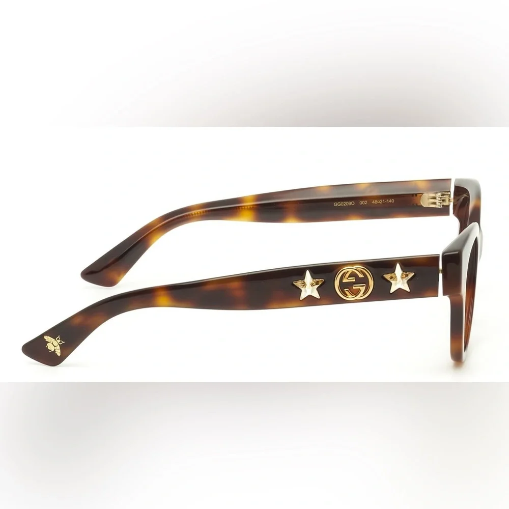 New - GUCCI OVAL EYEGLASSES GG0209O 002 HAVANA/GOLD 48MM 209 - Picture 6 of 7